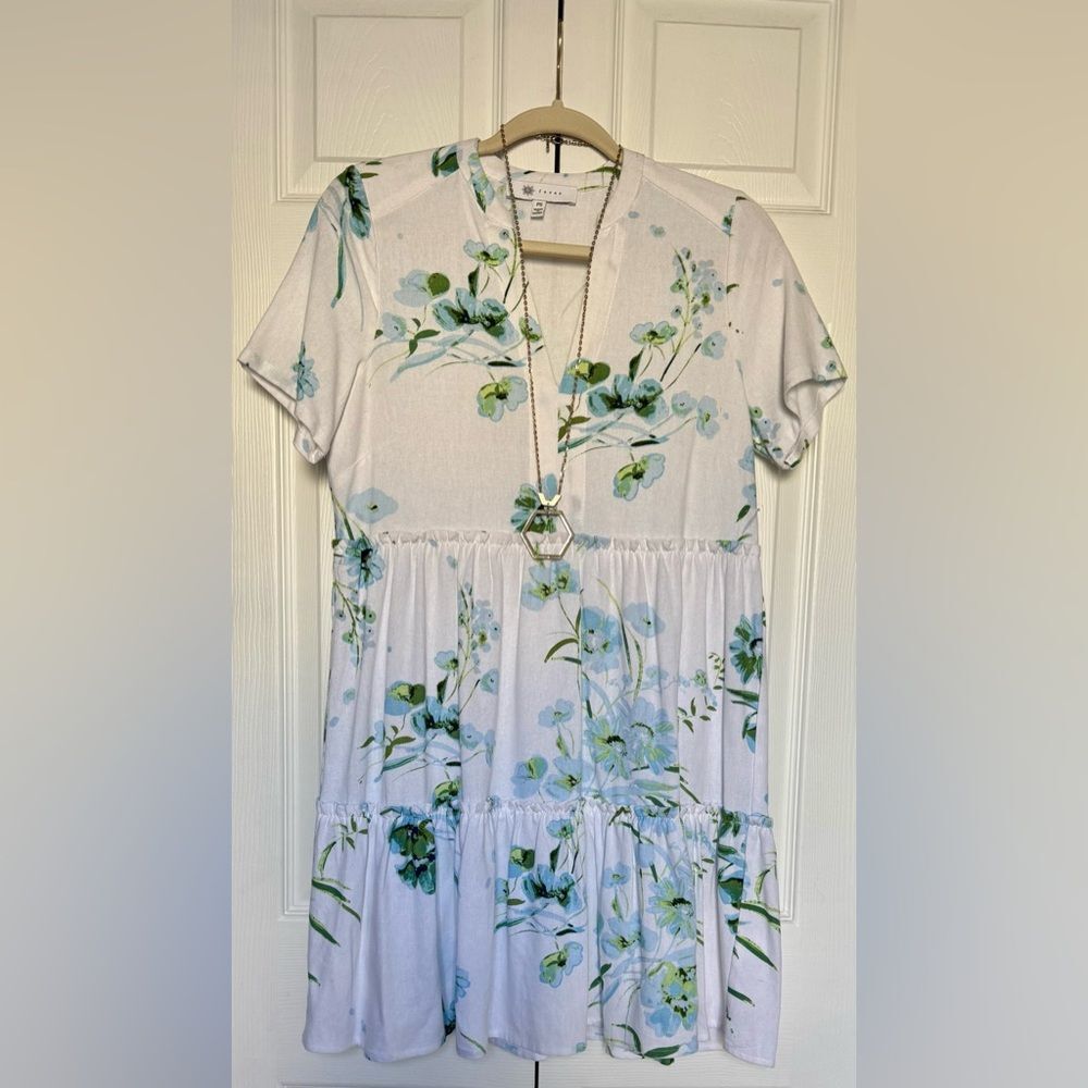New with tags! Fever “Sky Blue Caked Linen Tier” dress! - Picture 4 of 14